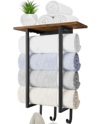 Bathroom Hardware Towel Holder Wall Wooden Rack Shelf