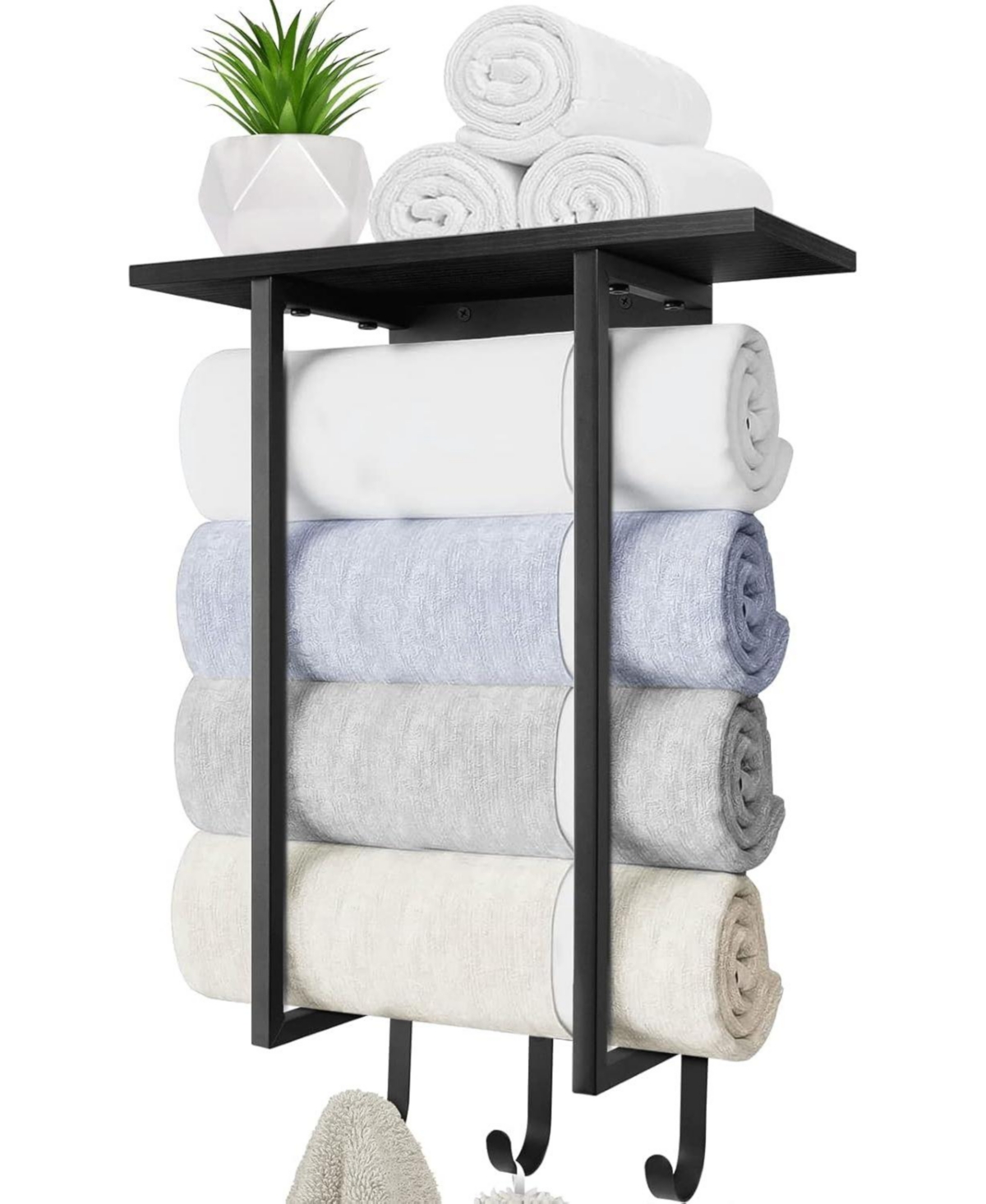Cyqbd Bathroom Hardware Towel Holder Wall Wooden Rack Shelf
