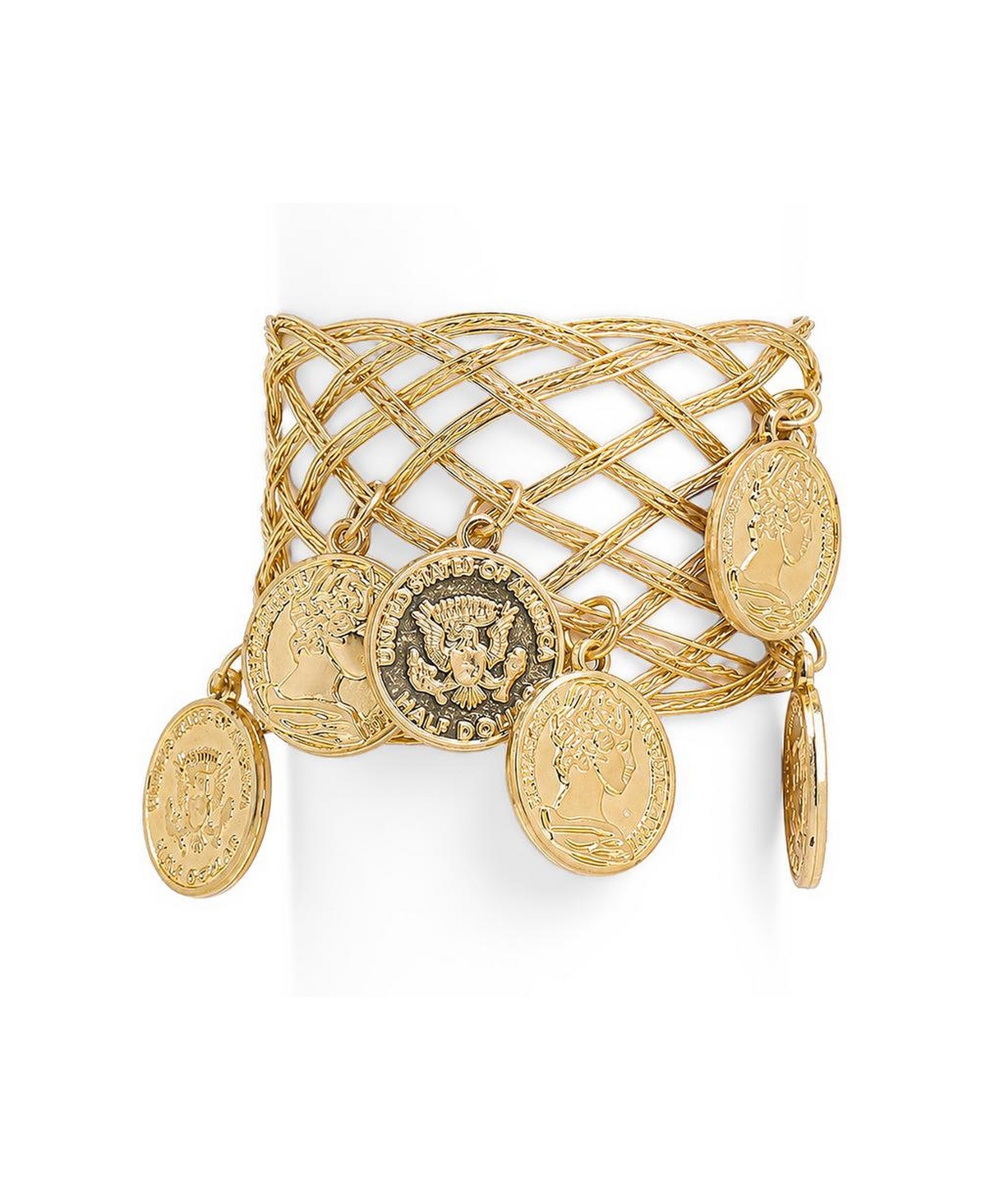 Sohi Women's Gold-Tone Blue Artificial Beads Ocean Charm Bracelet