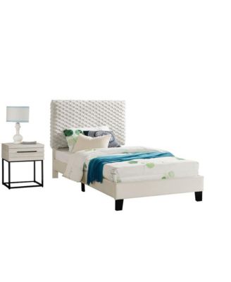 Findlay 2-Piece Bedroom Set, Plush 3D Upholstered Bed with Nightstand