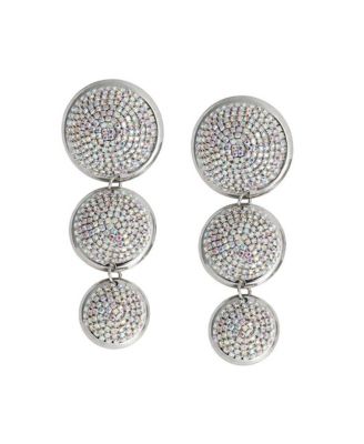 Women's Crystal Silver-Tone Triple Graduated Disc Drop Earrings