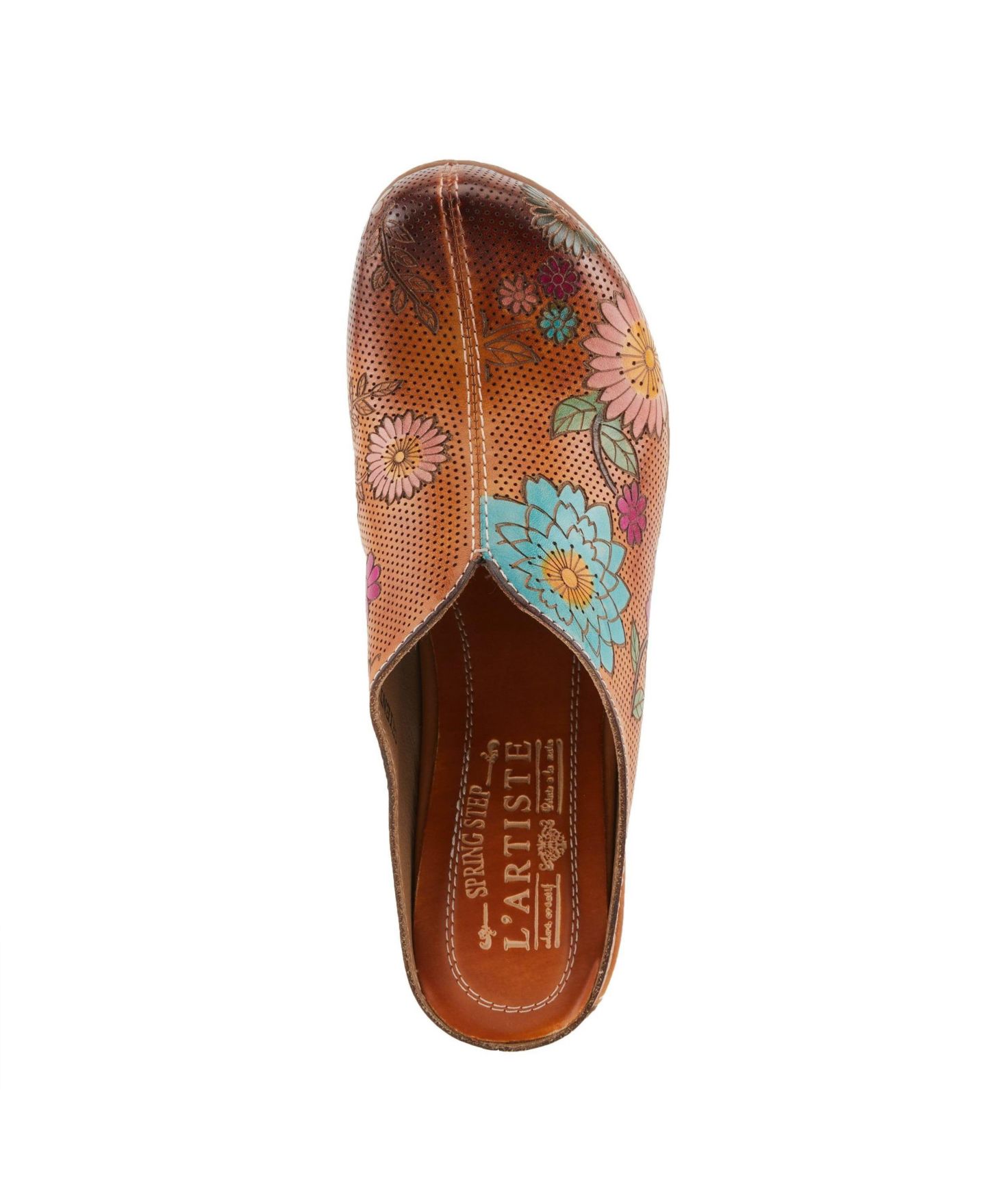 Женские сабо L'Artiste Spring Step Chienti Open Back Clog with Leather Upper, цвет: Верблюжий разноцветный — фото 3