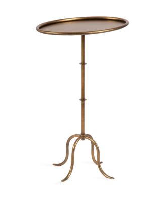 Bajoria Metal Oval Table Traditional Oval Side Table with Decorative Base for Indoor Plant Stand or Antique Bedroom Nightstand