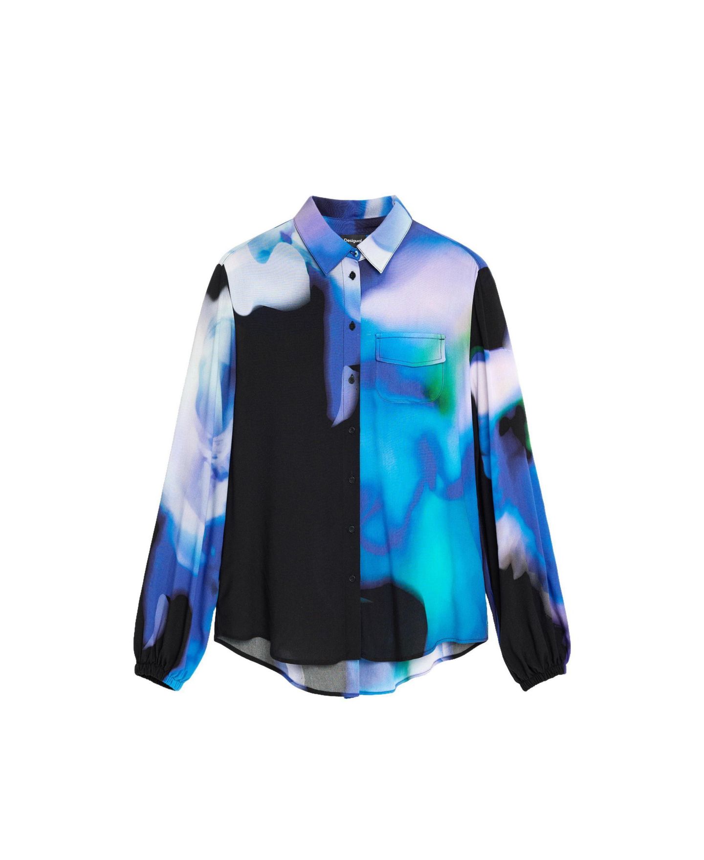 Женская рубашка Desigual Lacroix Long-Sleeve Button-Up Abstract-Print, цвет: Тёмный синий — фото 5