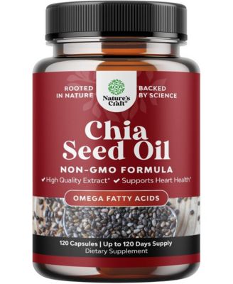 Chia Seed Oil Extract Capsules - Omega 3, 6 and 9 - 120 Count