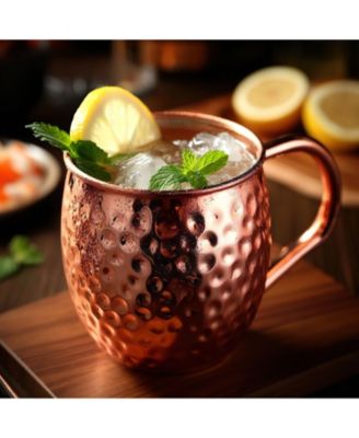 6 Piece Copper Moscow Mule Mugs – Hammered Copper Cups, Set of 6 for Cocktail, Home Bartender Gift