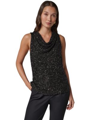 Women's Sequin High Cowl Top