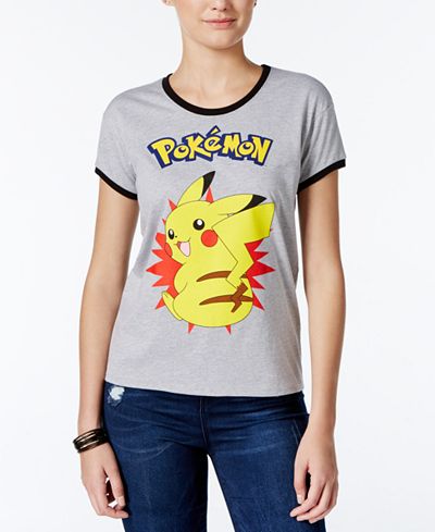 Mighty Fine Juniors' Pikachu Burst Graphic Ringer T-Shirt