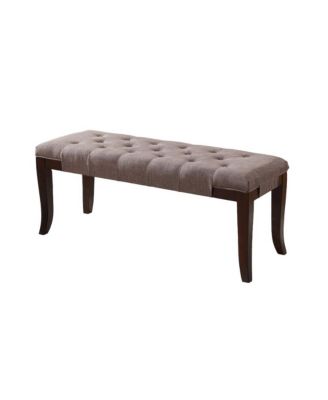 Linon Brown Fabric Tufted Ottoman Bench
