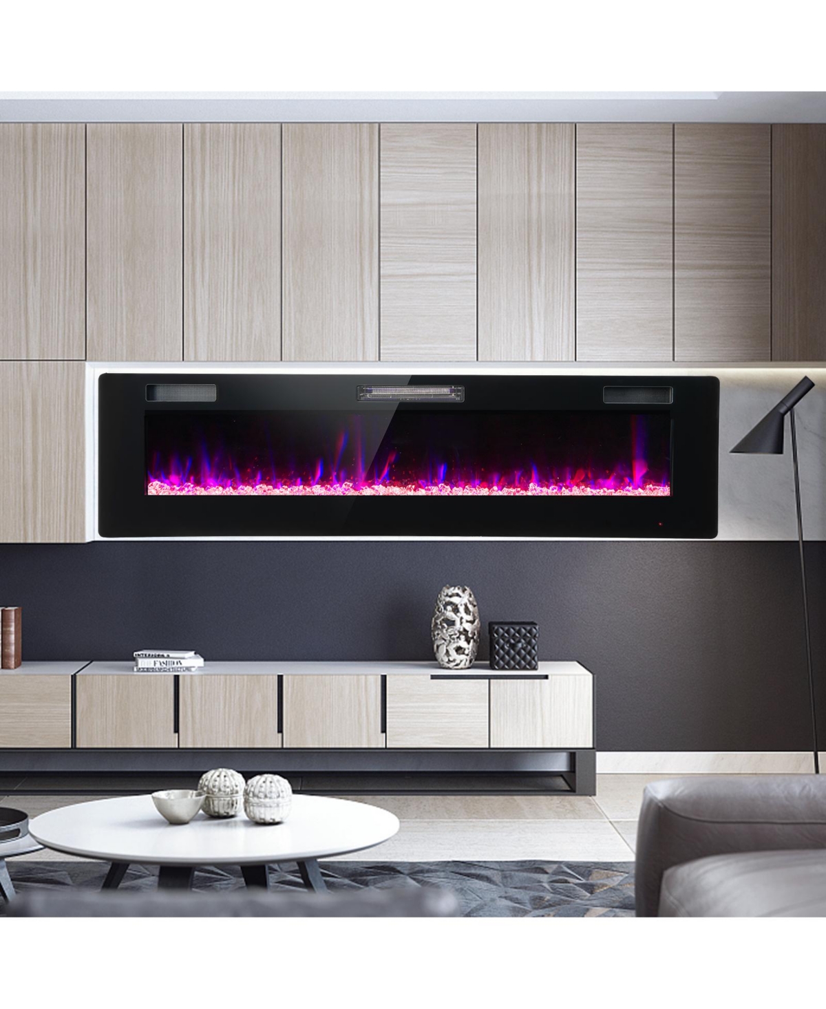 Boyel Living 60 Inch Ultra-Thin Electric Fireplace with Remote Timer, 12 Flame 12 Bed Colors, 750 1500W Heater