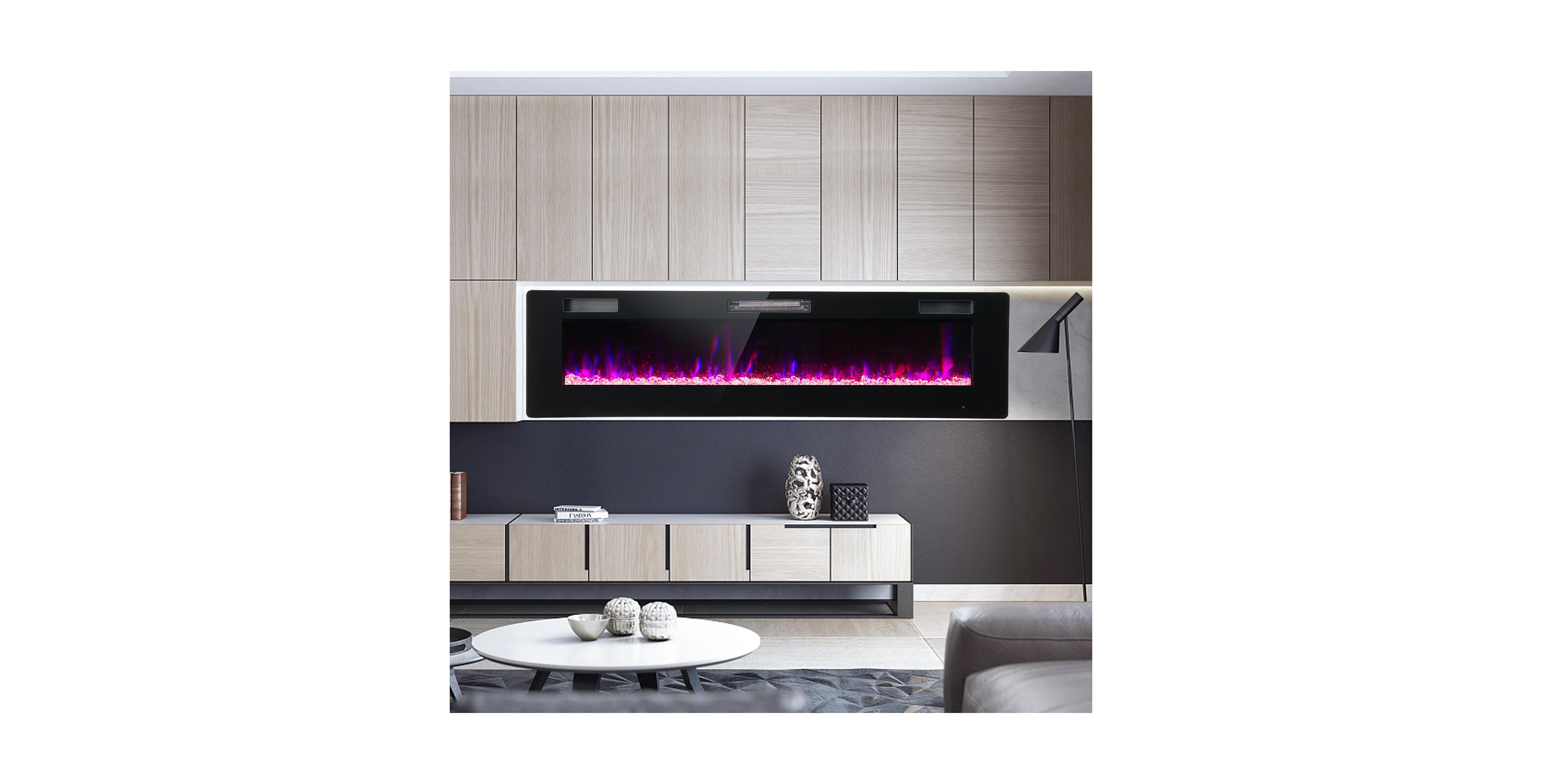 Boyel Living 60 Inch Ultra-Thin Electric Fireplace with Remote Timer, 12 Flame 12 Bed Colors, 750 1500W Heater