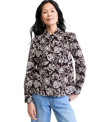 Women's Printed Corduroy Long-Sleeve Blouse