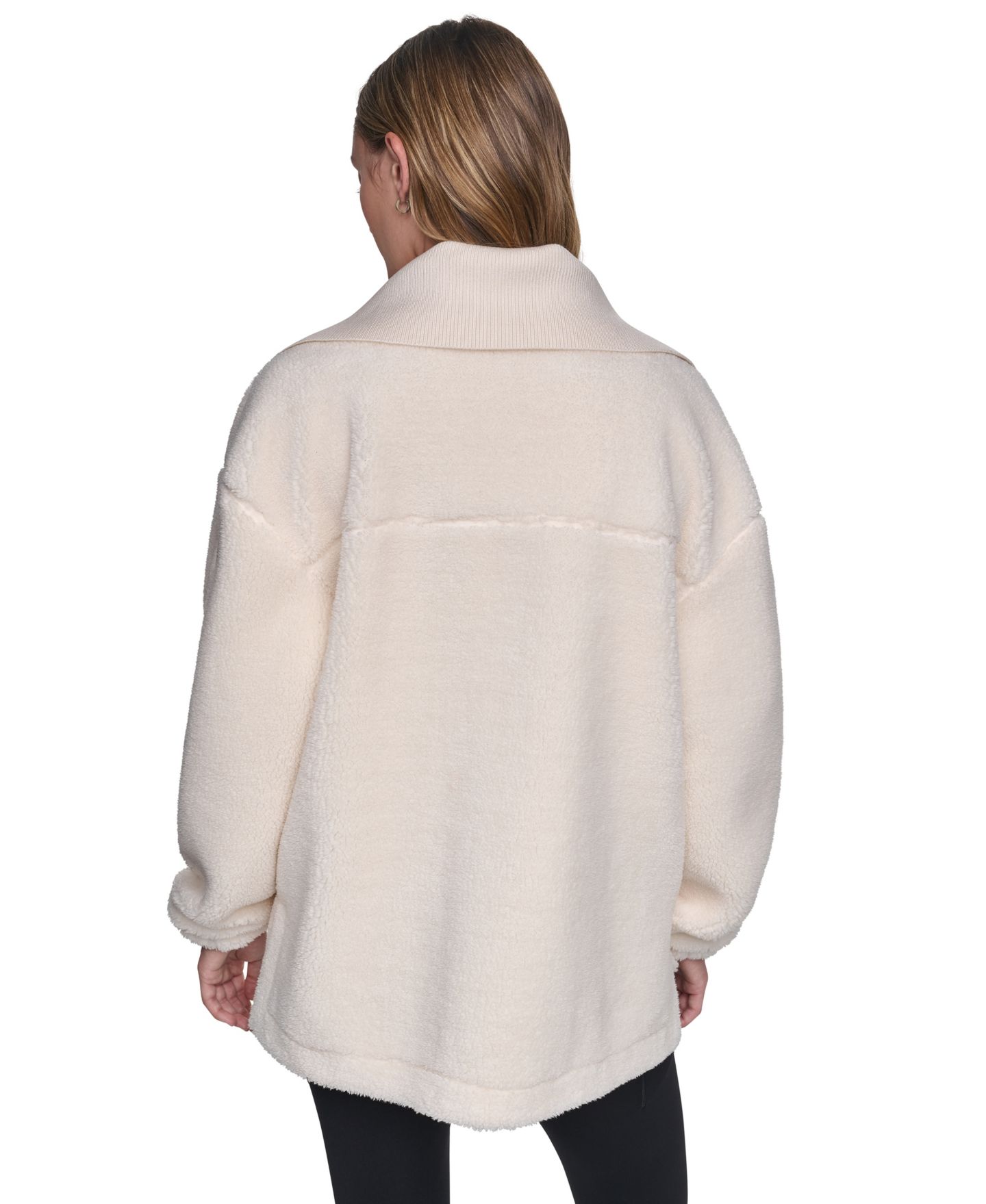 Женская куртка DKNY Sport Funnel Neck High-Low Sherpa, цвет: Сливочный — фото 5