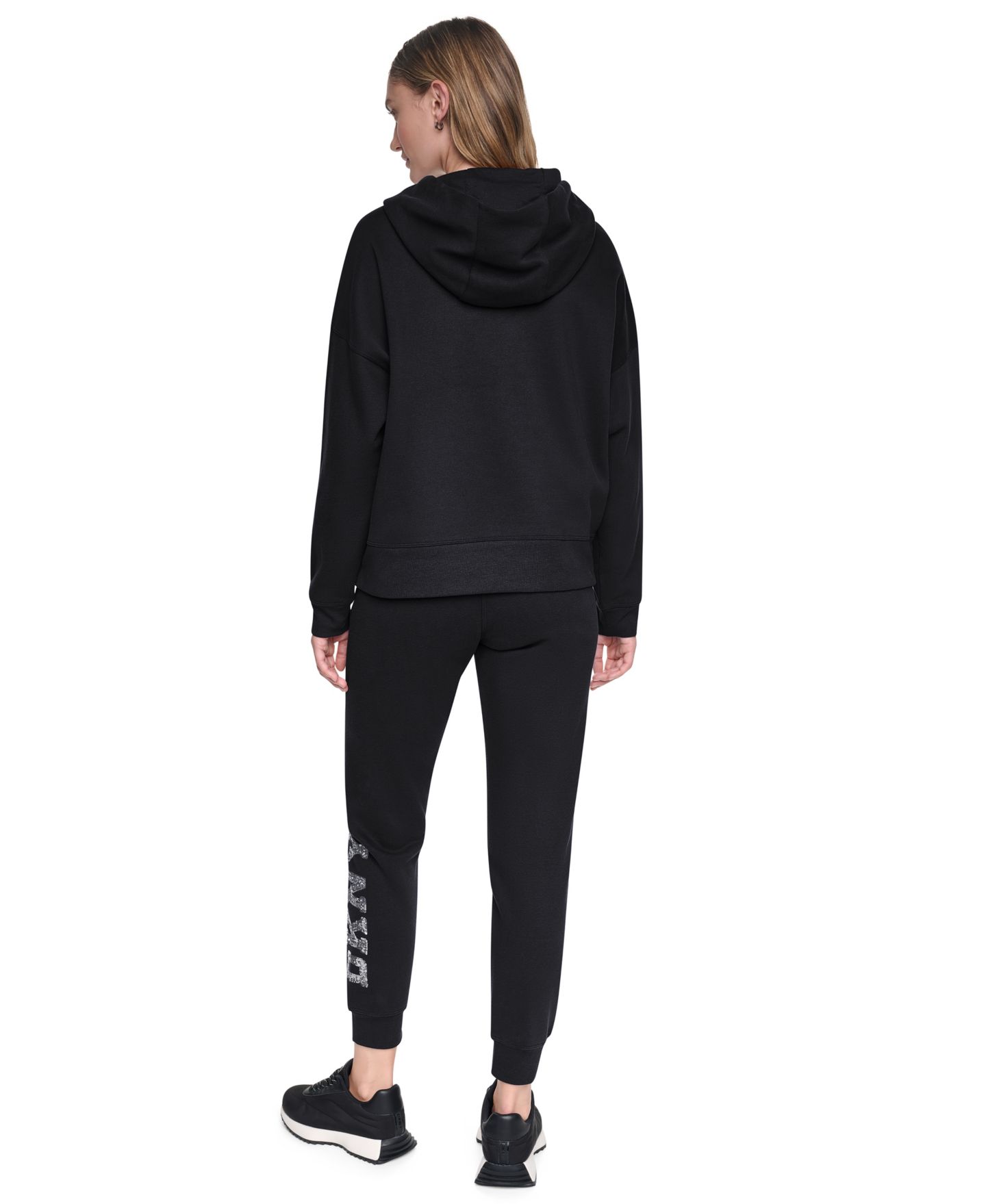 Женская худи DKNY Sport Varsity с пайетками, цвет: Чёрный / Серебряный — фото 6