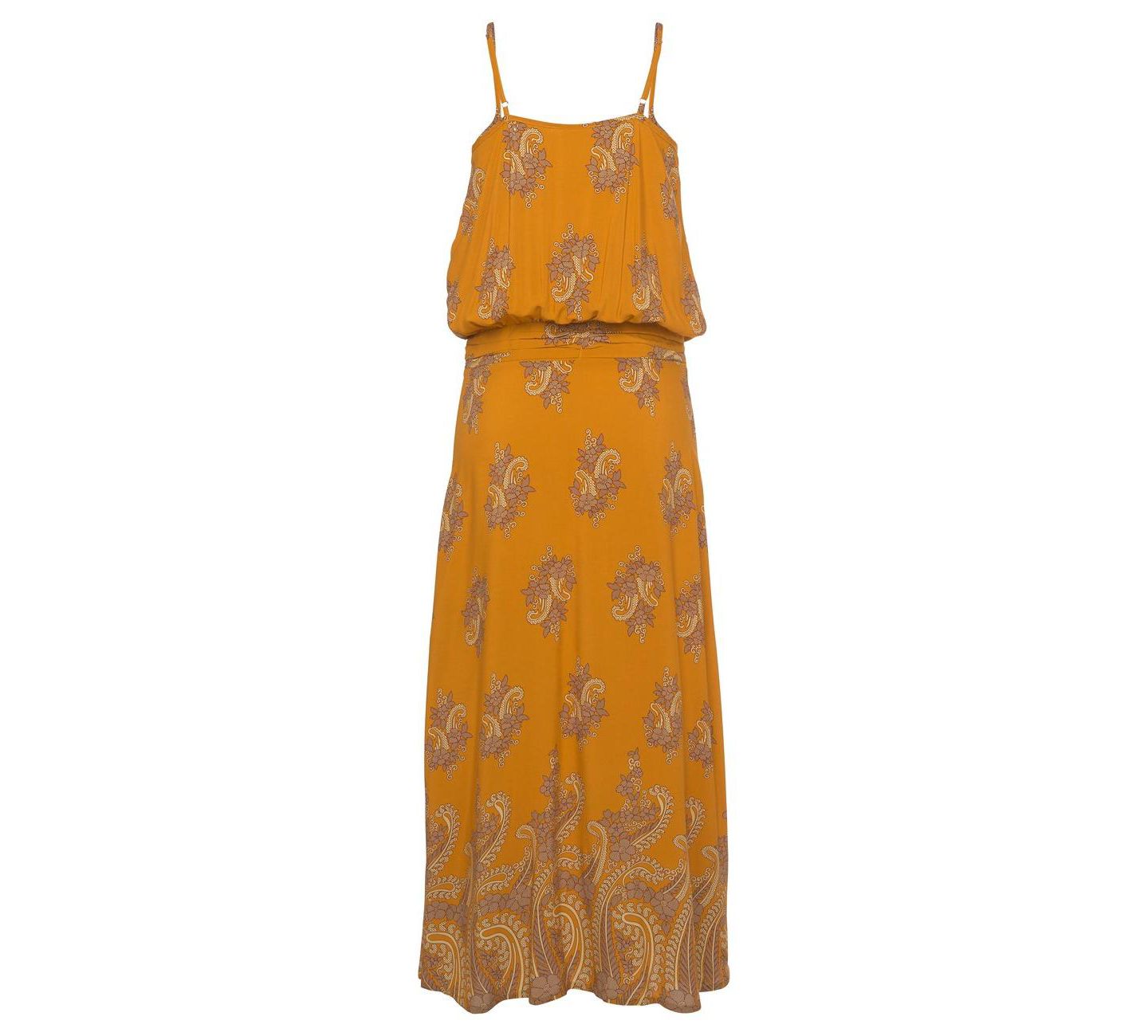 Женское платье Lascana Viscose Paisley Print V-Neck Drop-Waist Maxi, цвет: Карри с принтом — фото 5