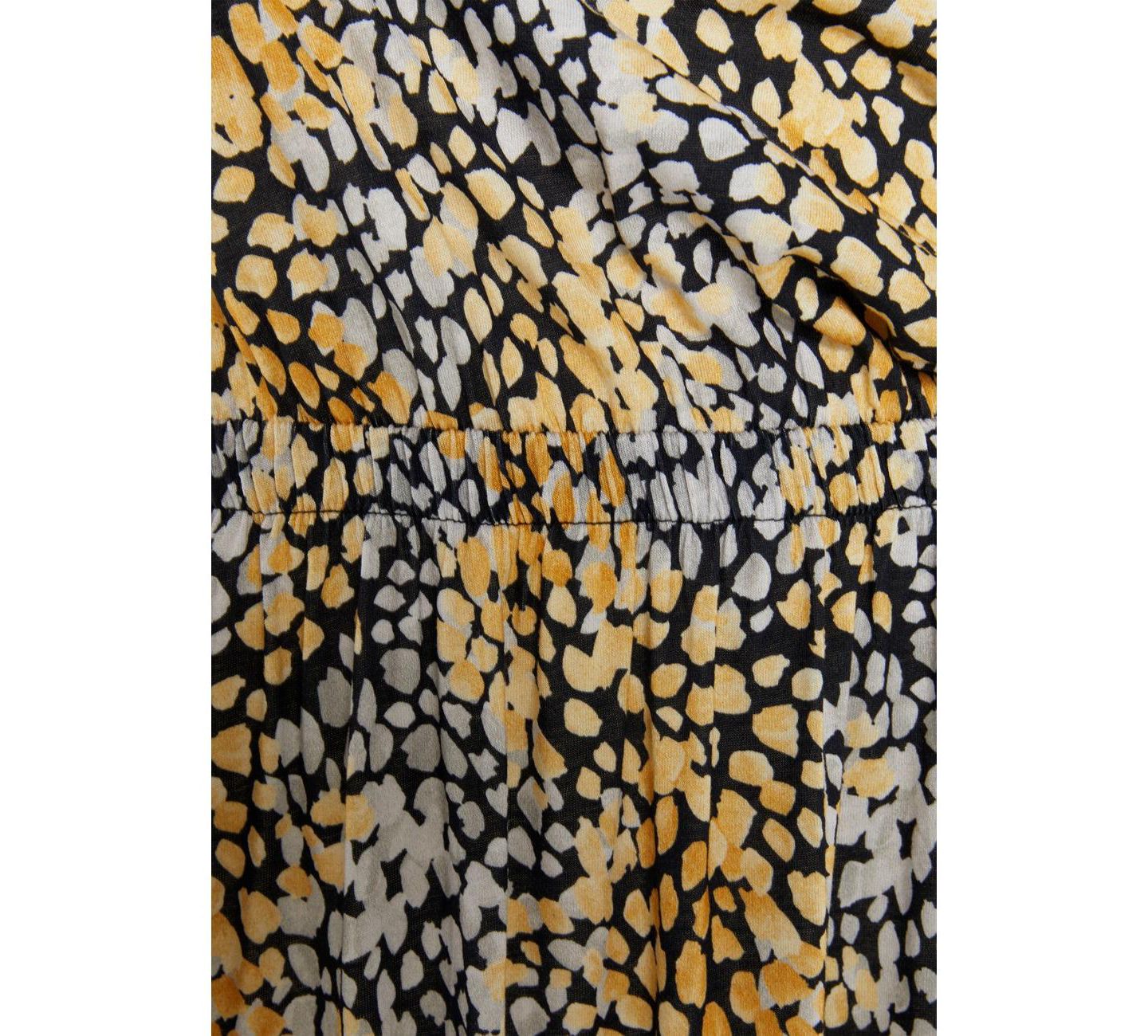 Женское платье Lascana Viscose Printed Side Slit Column Elastic-Waist Maxi, цвет: Чёрный / Жёлтый — фото 8
