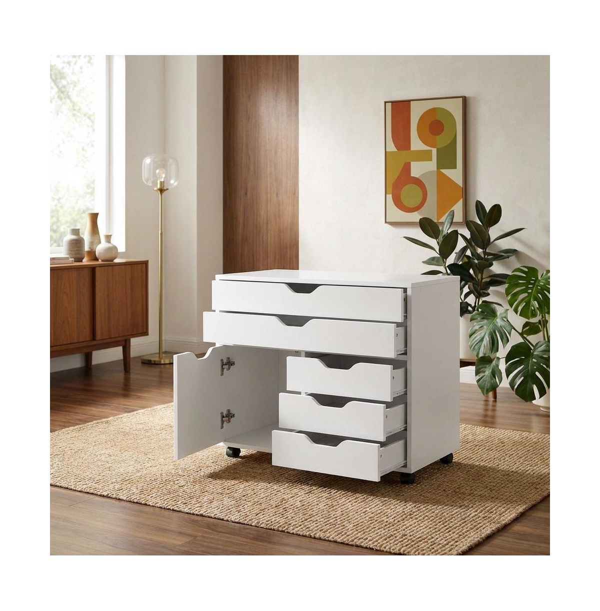 FurniFact Office Storage Cabinet With Drawers, Storage Cabinet On Wheels