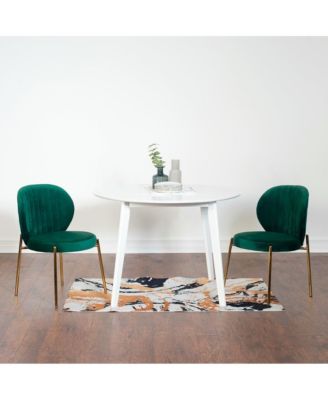 Amoa Contemporary 3-Pc Dining Set, White Round Dining Table and 2 Chairs