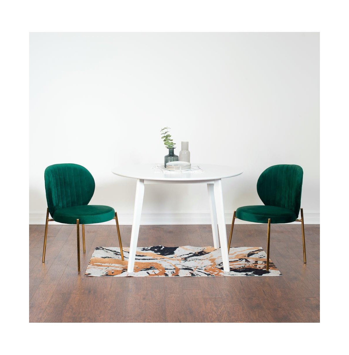 Roundhill Furniture Amoa Contemporary 3-Pc Dining Set, White Round Dining Table and 2 Chairs