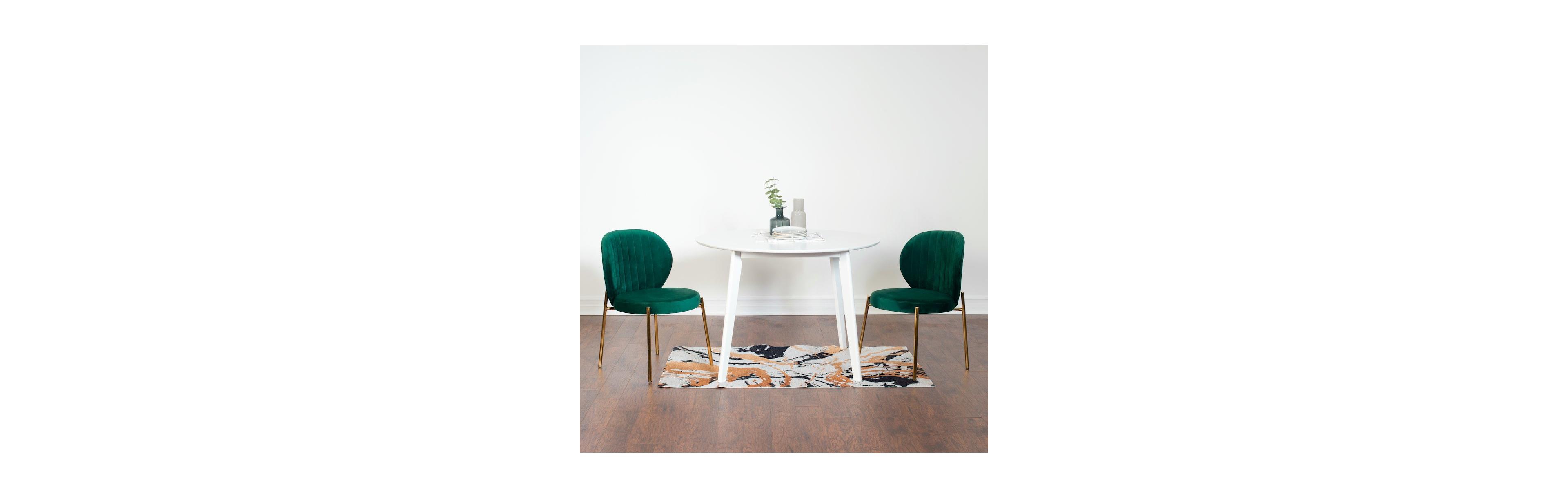 Roundhill Furniture Amoa Contemporary 3-Pc Dining Set, White Round Dining Table and 2 Chairs