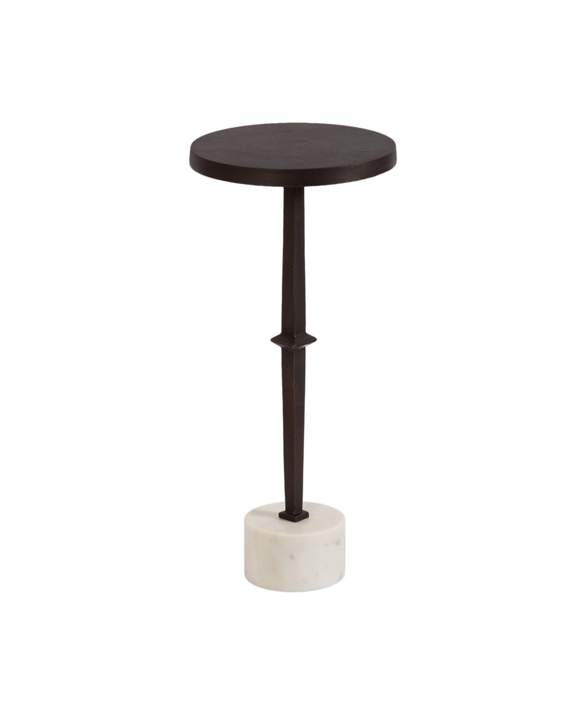 Kate and Laurel Lazaro Pedestal Drink Table, Bronze and White Marble,Indoor Plant Stand or Small Living Room End Table - Bronze
