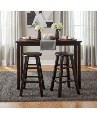 2-Piece Counter Stool Set, Round Seat, Solid Wood