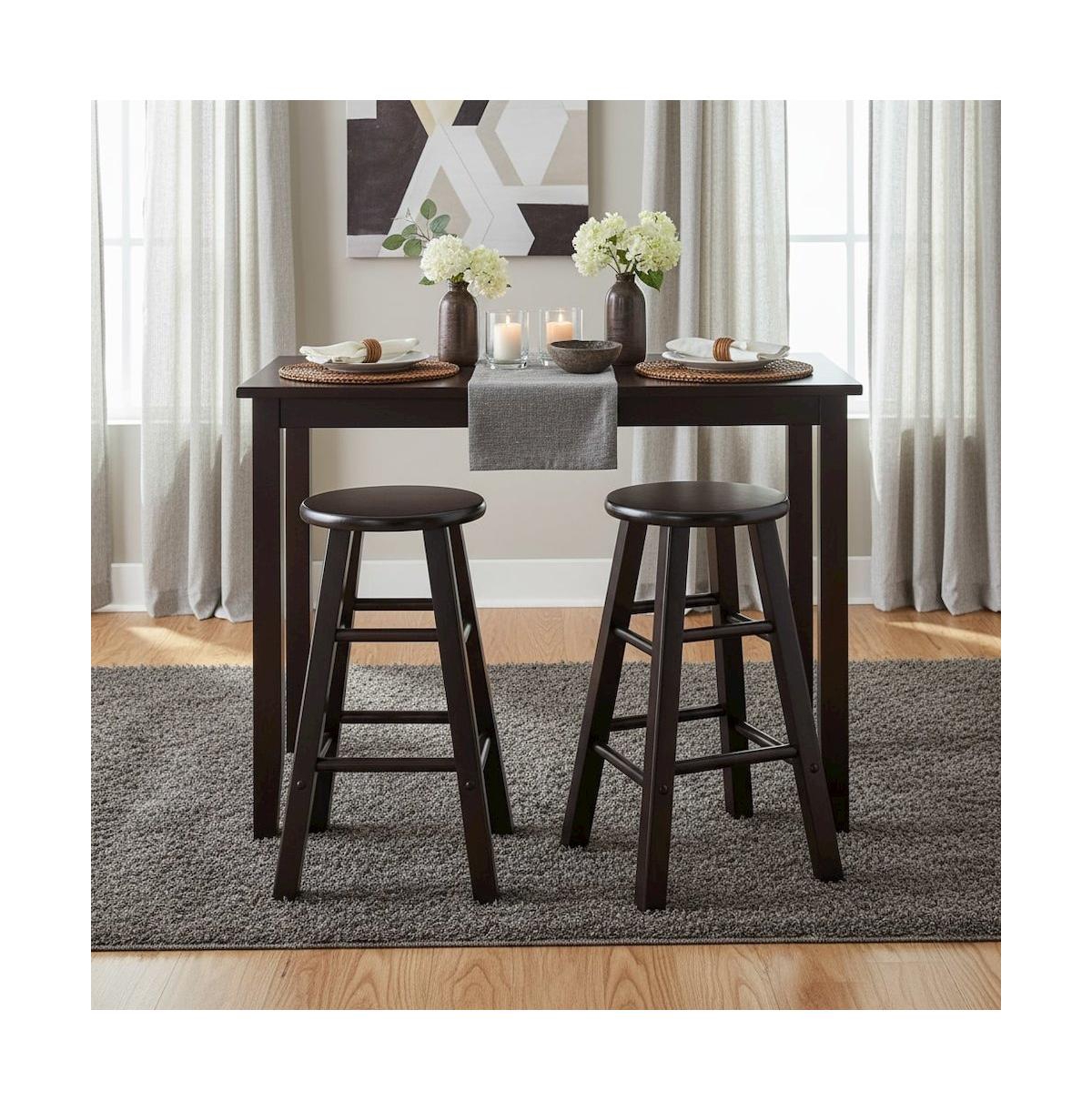 FurniFact 2-Piece Counter Stool Set, Round Seat, Solid Wood