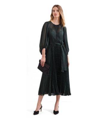 Women's Lucie Striped Pleated A-Line Midi Dress