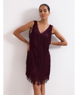 Women's Meryl Fringe V-Neck Sleeveless Dress