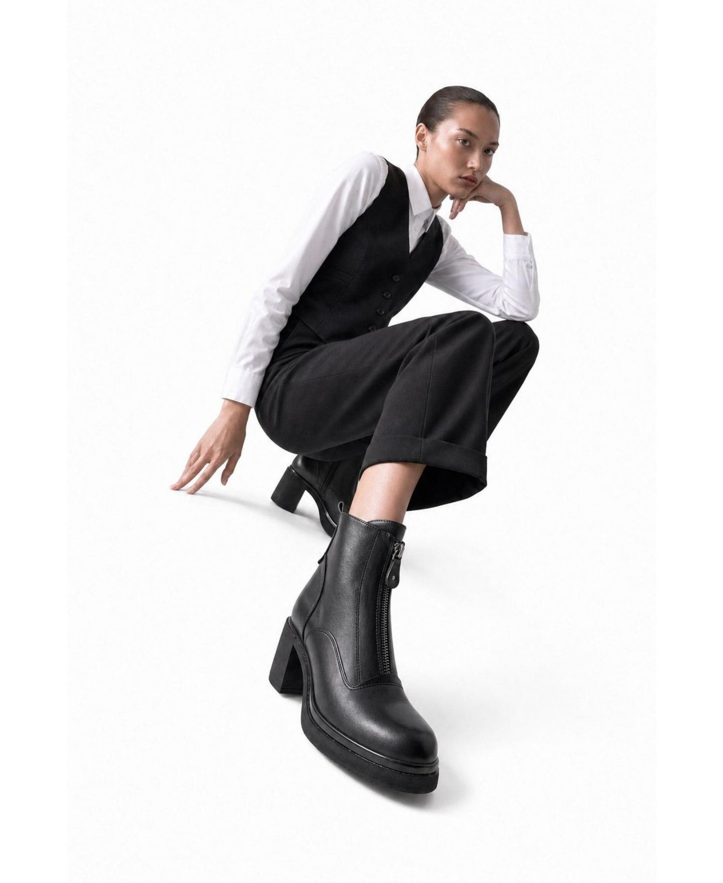 Женские ботинки Forever & Always Shoes Stena Block Heel Round-Toe, цвет: Чёрный — фото 4