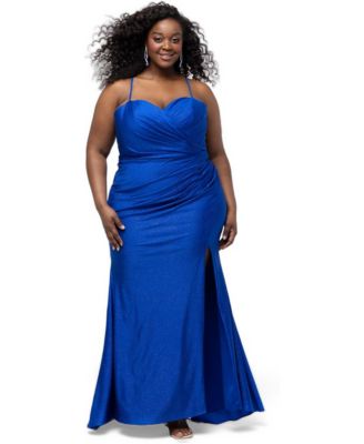 Plus Size Scene Changer Fitted Sparkly Sweetheart Neck Gown