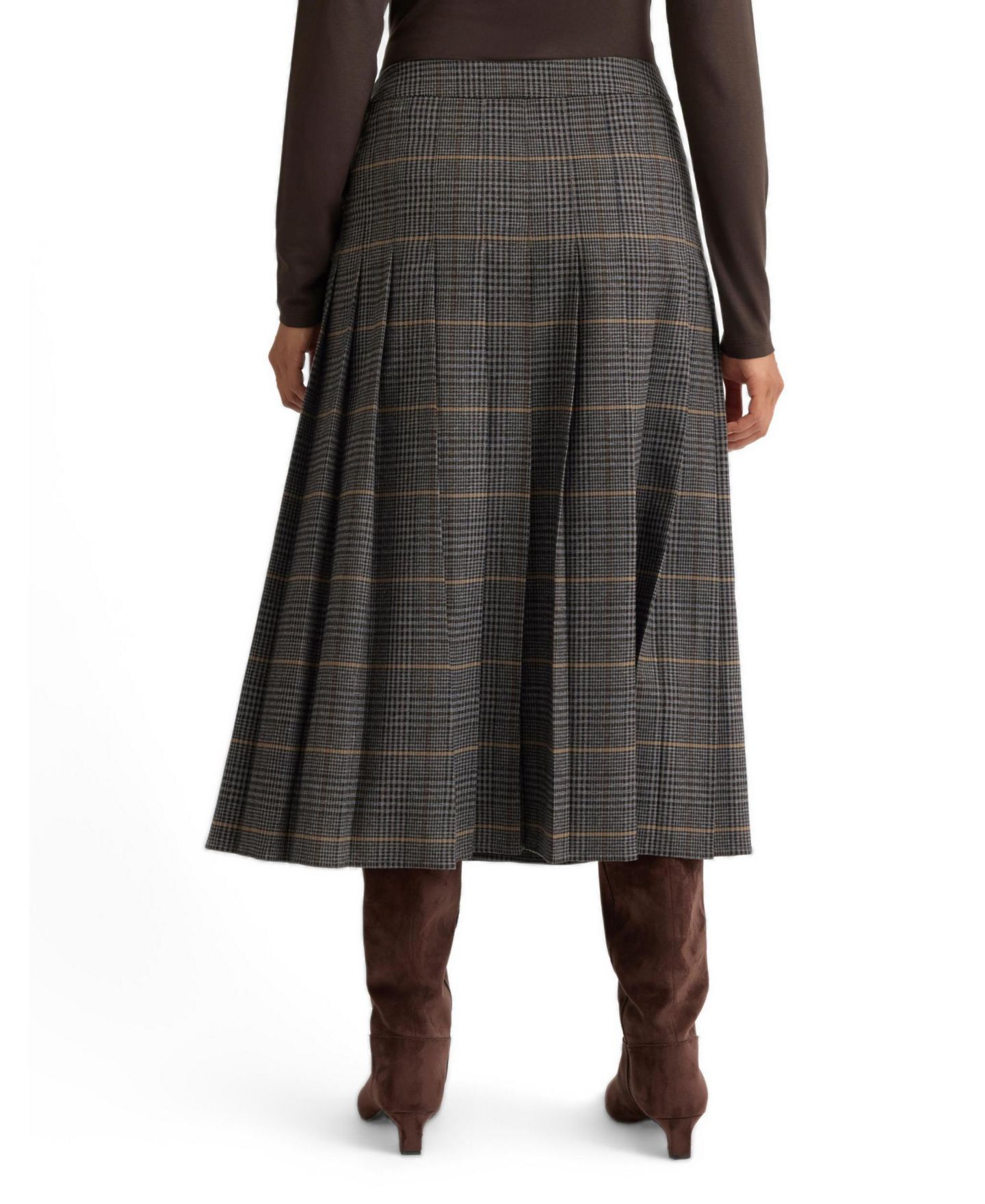 Женская юбка Albaray Plaid A-Line Pleated Midi, цвет: Серый — фото 3