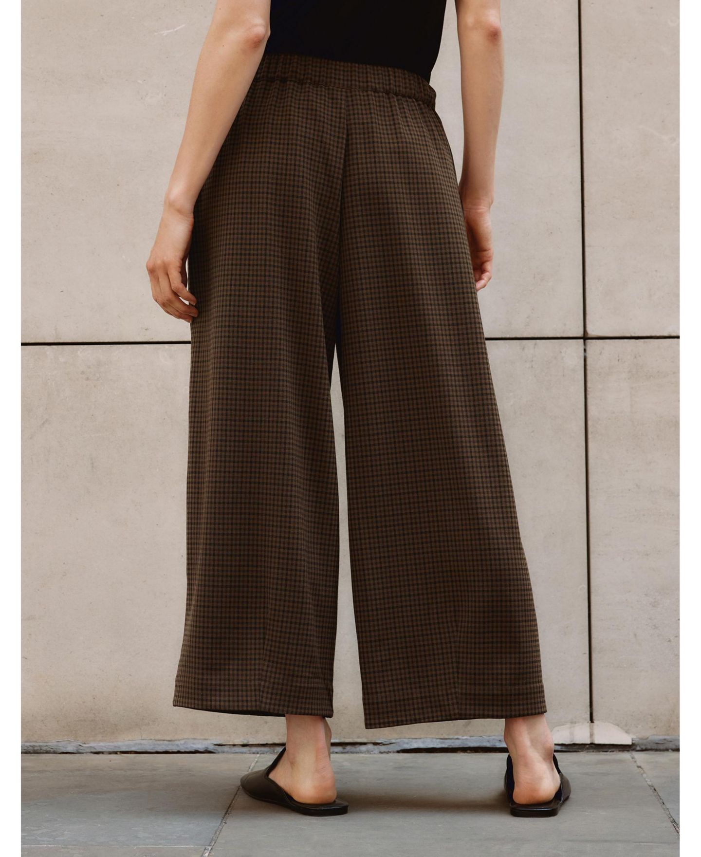 Женские брюки Albaray Gingham-Print Drawstring Wide-Leg Culotte, цвет: Шоколадный — фото 7