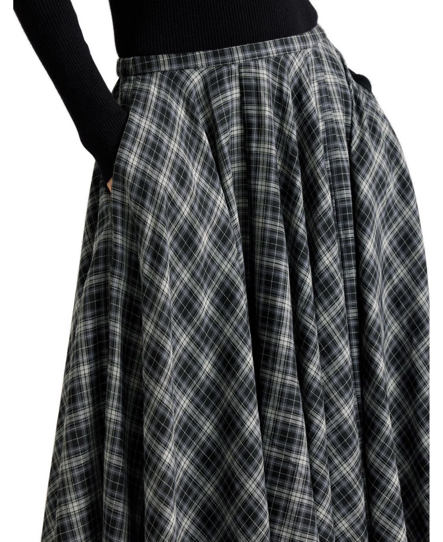 Женская юбка Albaray Plaid A-Line High-Waisted, цвет: Серый — фото 2