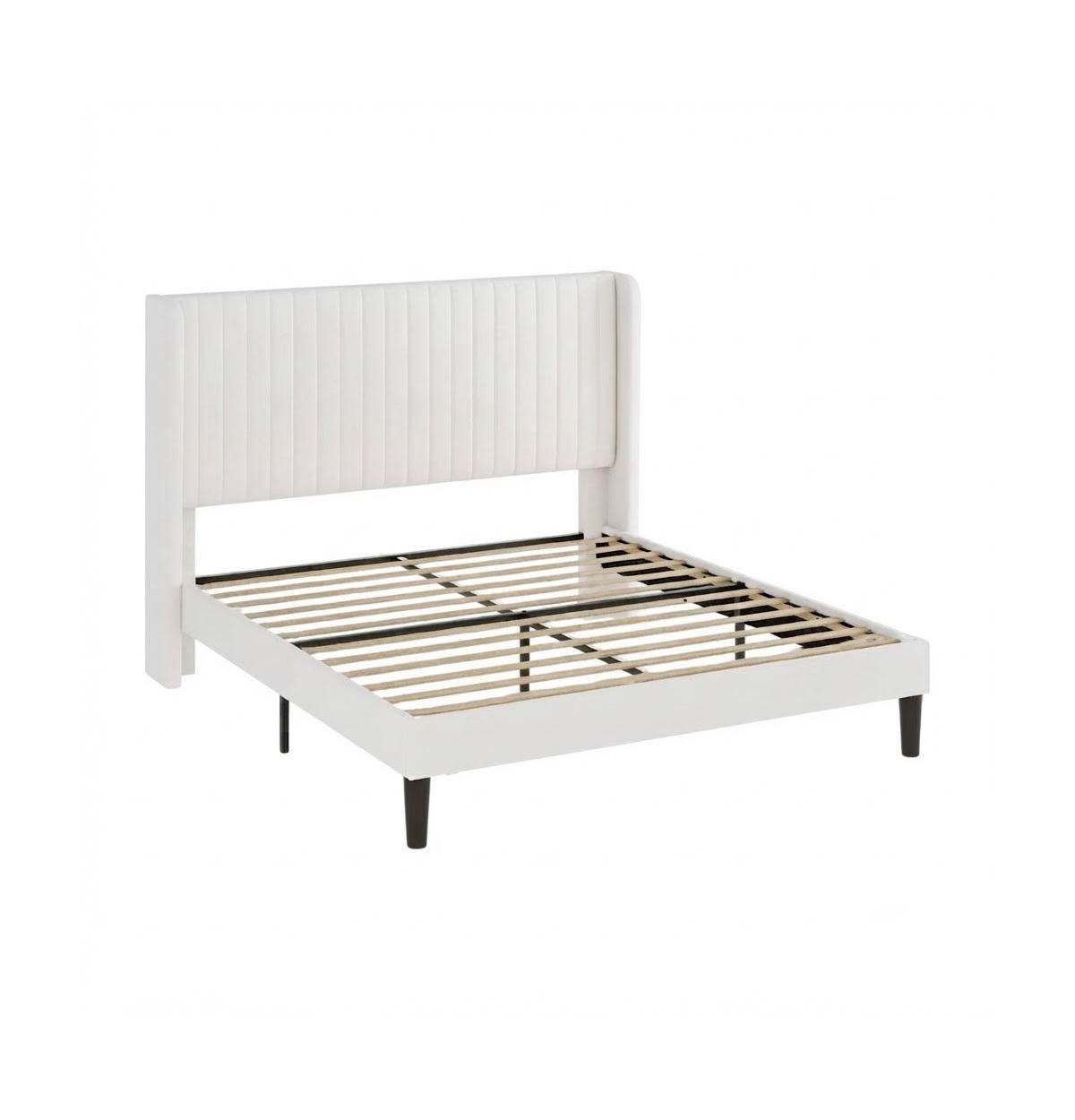 Slickblue Modern Velvet Upholstered Bed Frame with Wingback Headboard