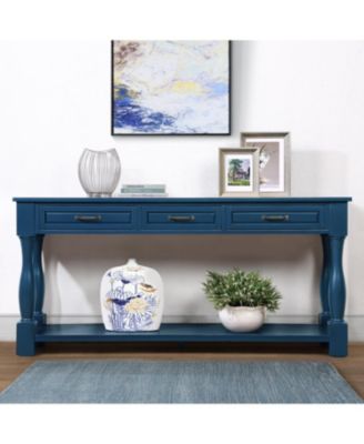 Antique Solid Wood Console Table, with 3 Drawers and 1 Bottom Shelf, Extra-thick Sofa Table, Easy Assembly, for Hallway Living Room