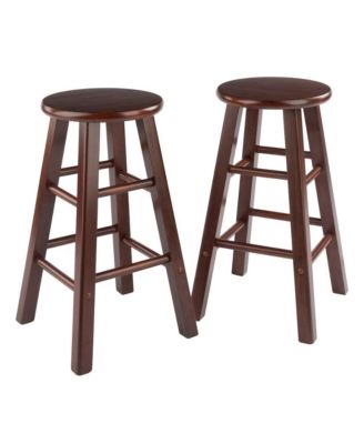 Walnut Solid Wood Kitchen Stools Set of 2, Bar Chairs for Counter Seating
