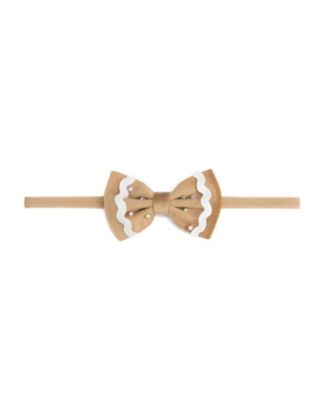 Baby Girls Gingerbread Christmas Velvet Bow Baby Headband
