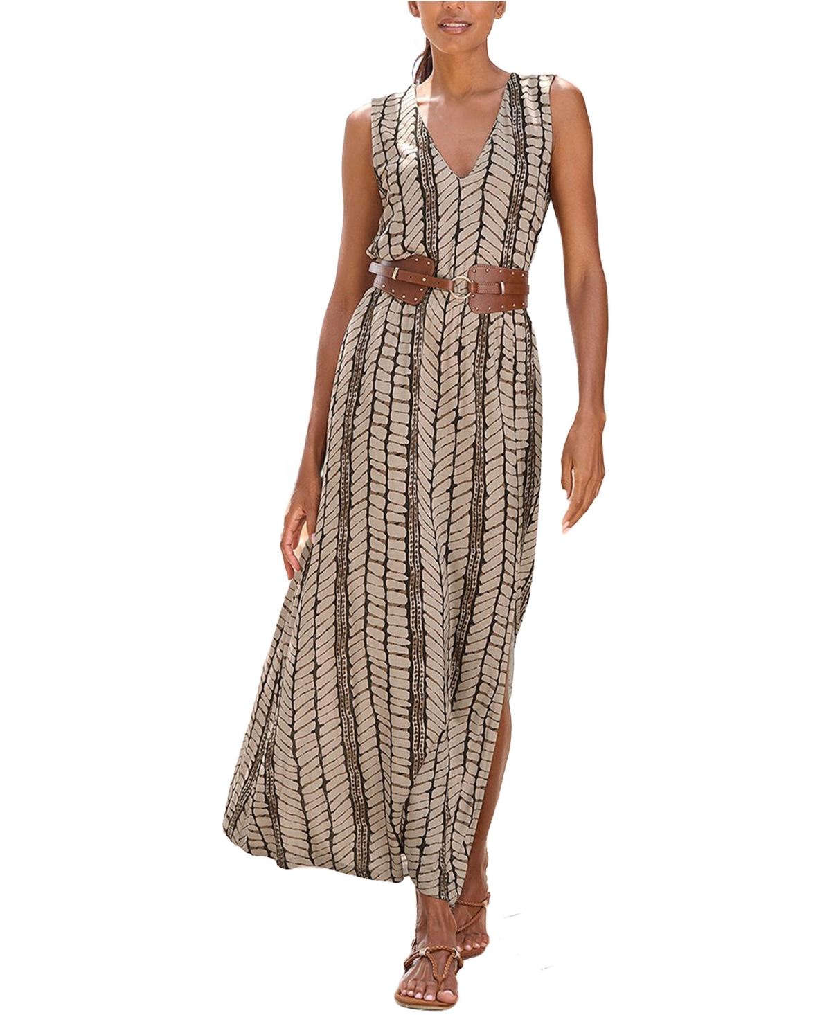 Lascana Women's V-Neck Sleeveless Maxi Dress