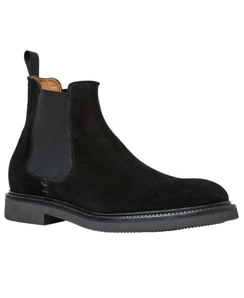 Мужские ботинки Aquatalia Prospero Round-Toe, цвет: Чёрный замшевый