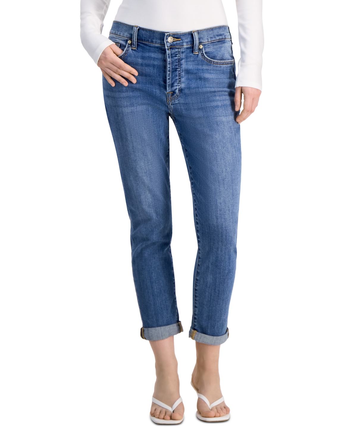 7 For All Mankind Women's Josefina Cuffed Skinny Jeans - Saltwater