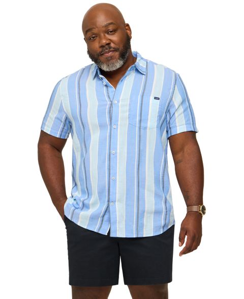 Мужская рубашка Chubbies Big & Tall The Barnwood Short-Sleeve Striped Classic-Fit, цвет: Яркий синий