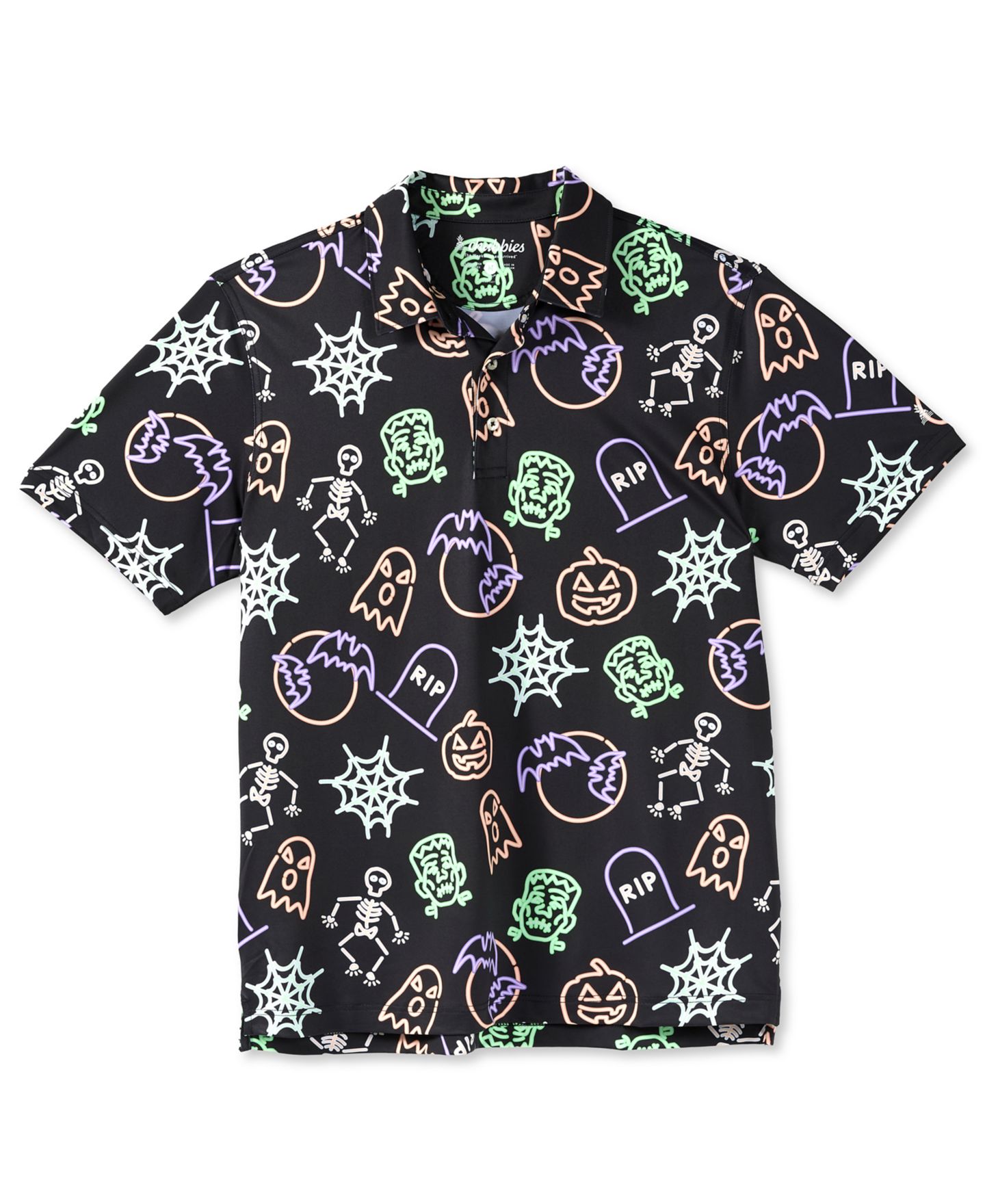 Мужская спортивная рубашка-поло Chubbies Fright Night с коротким рукавом, цвет: Чёрный — фото 1