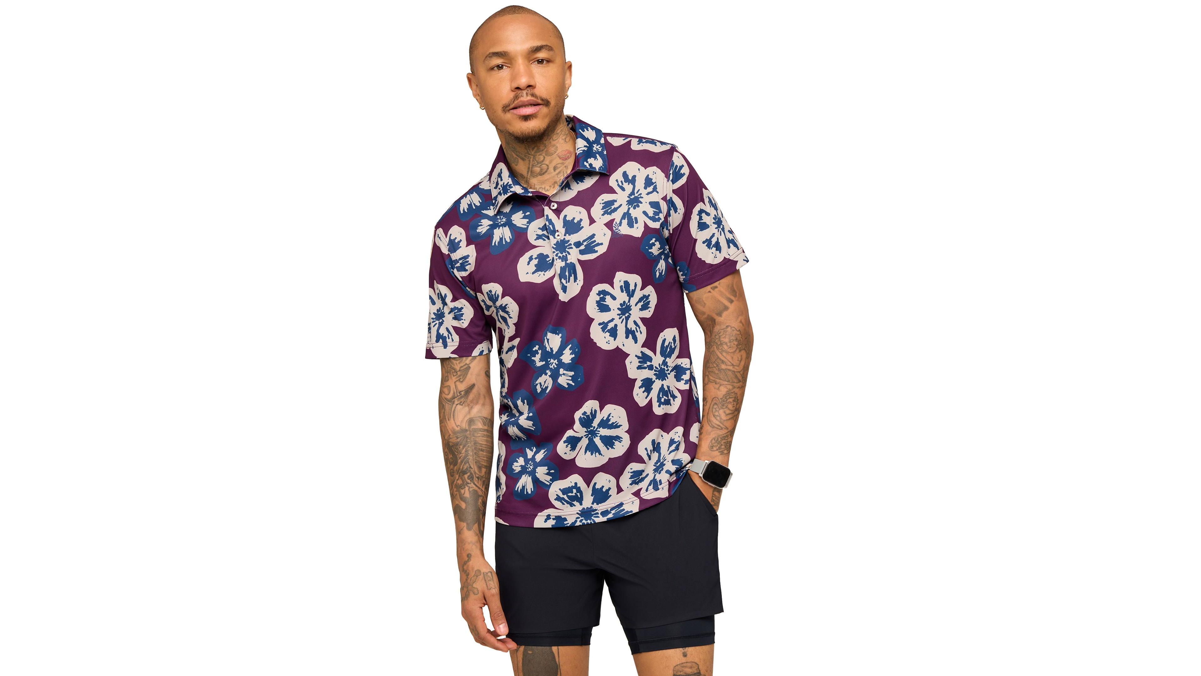 Chubbies Men's The Berry Botanica Floral-Print Regular-Fit Polo Shirt