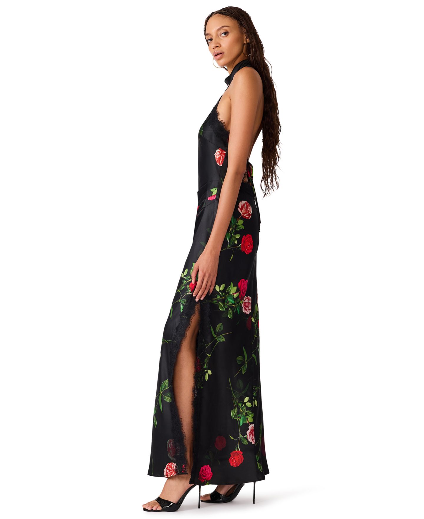 Женское платье Steve Madden Lillienne Halter Floral Maxi, цвет: Чёрный разноцветный — фото 2