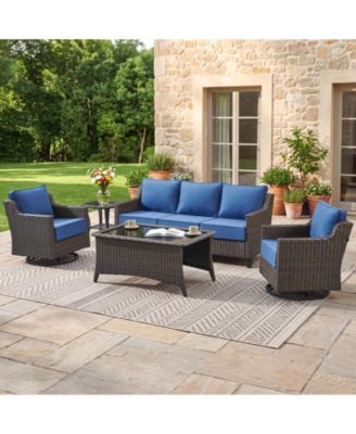 Horiz 5-Piece Wicker Patio Furniture Set with Swivel Rocker Chairs, Rattan Sofa and Coffee Table, Outdoor Conversation Set