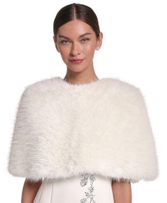 Women's Cropped Faux Fur Capelet Jacket