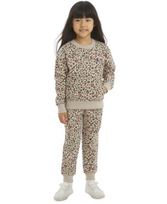 Girls' 4-6X Leopard-Print Sweatshirt and Joggers, 2-Piece Set