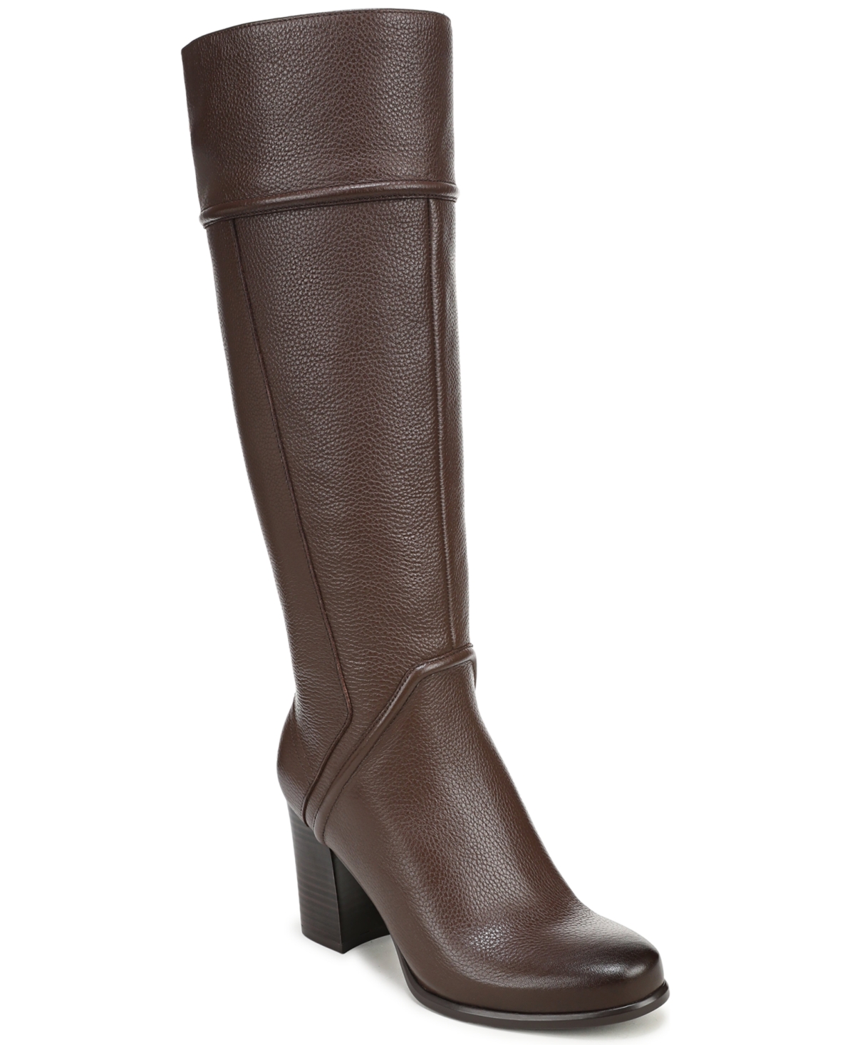 27 Edit Naturalizer Lexa Knee High Wide Calf Block Heel Boots - Chocolate Brown Leather