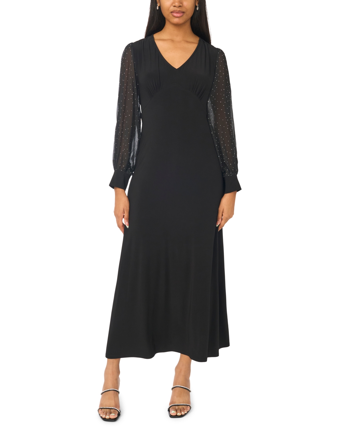 Msk Women's V-Neck Long Sleeve Maxi Dress